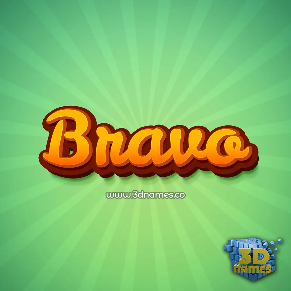 bravo in Green Rays style - 3D name wallpaper