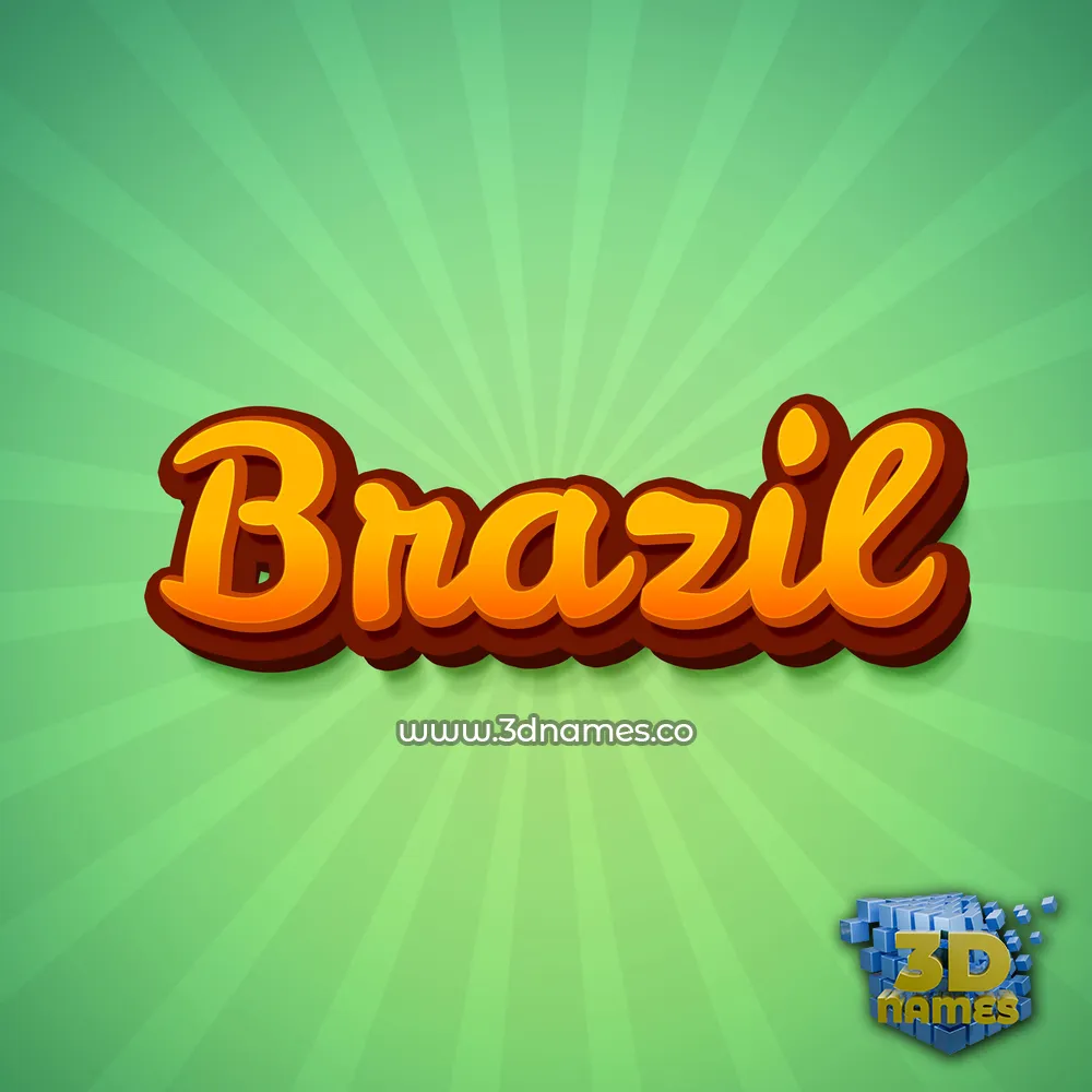 brazil in Green Rays style - 3D name wallpaper