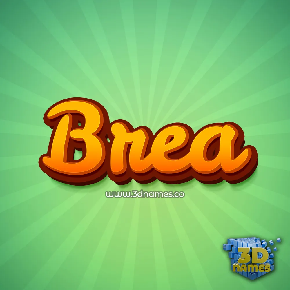 brea in Green Rays style - 3D name wallpaper