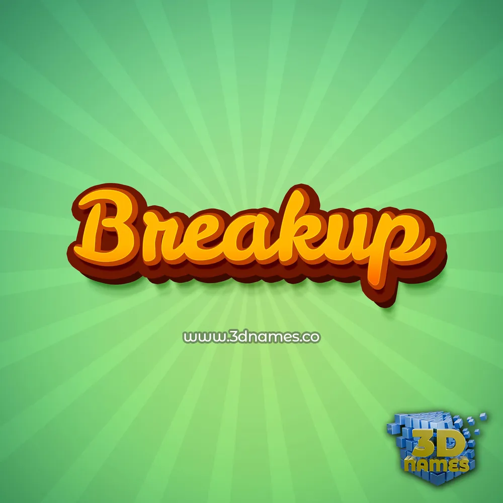 breakup in Green Rays style - 3D name wallpaper