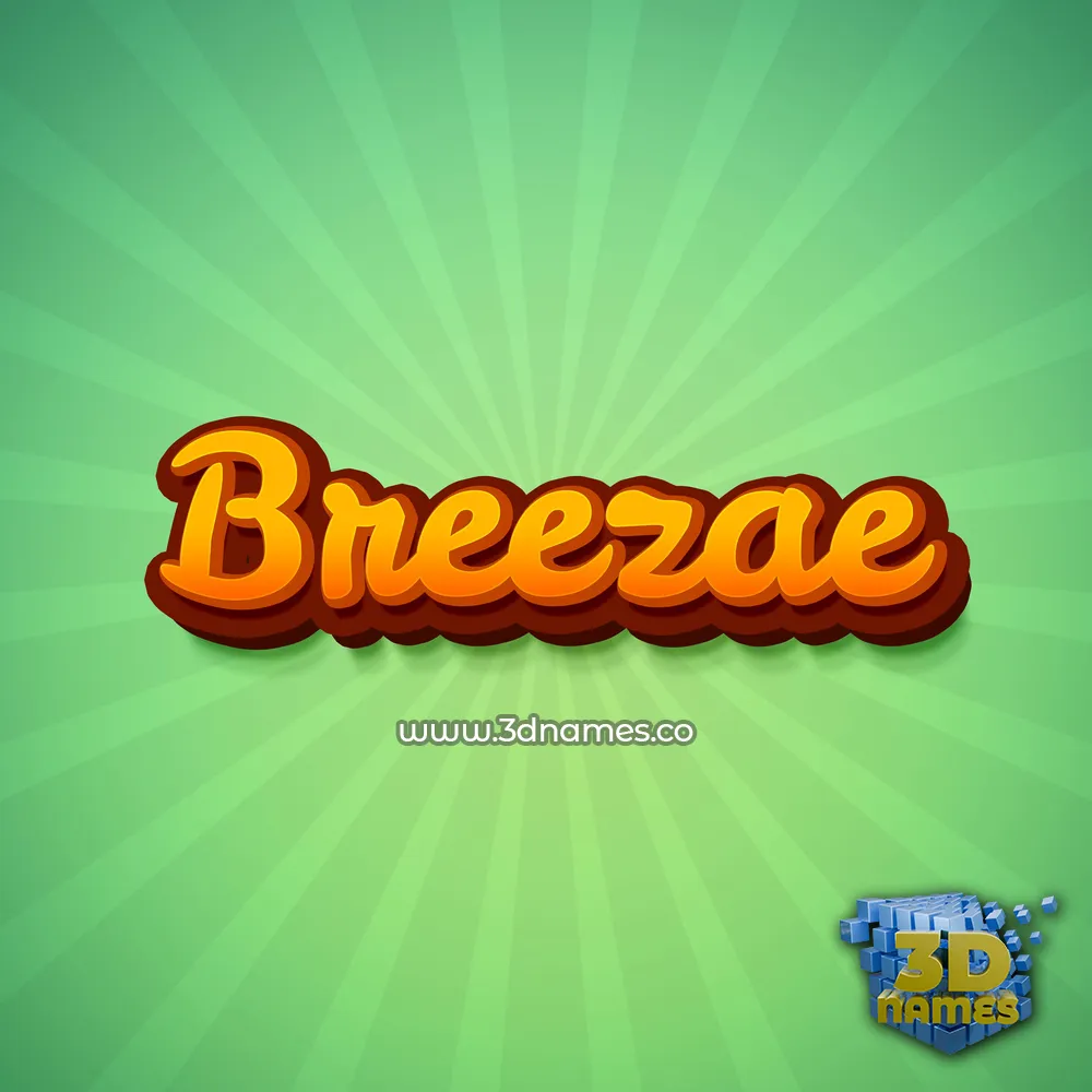 breezae in Green Rays style - 3D name wallpaper