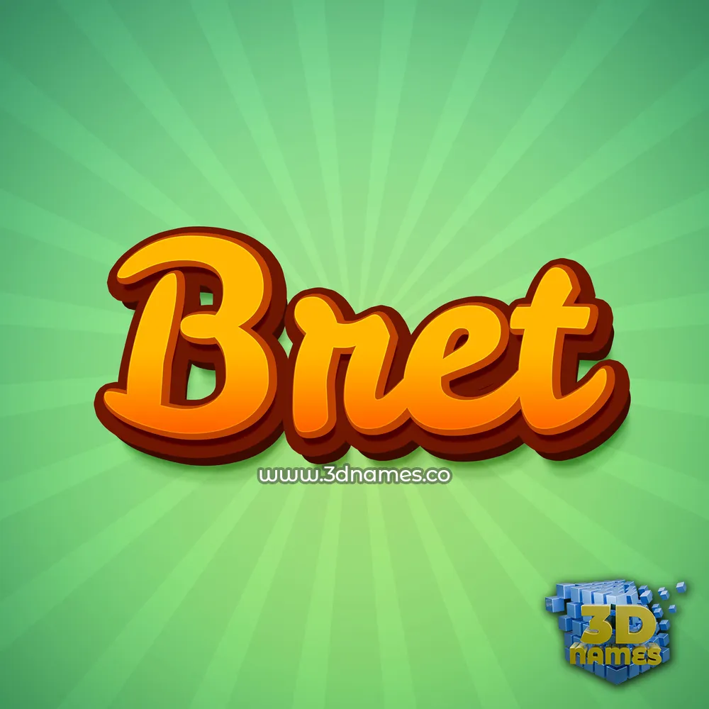 bret in Green Rays style - 3D name wallpaper