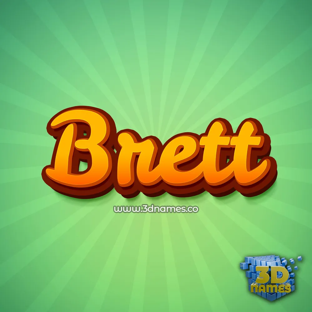 brett in Green Rays style - 3D name wallpaper