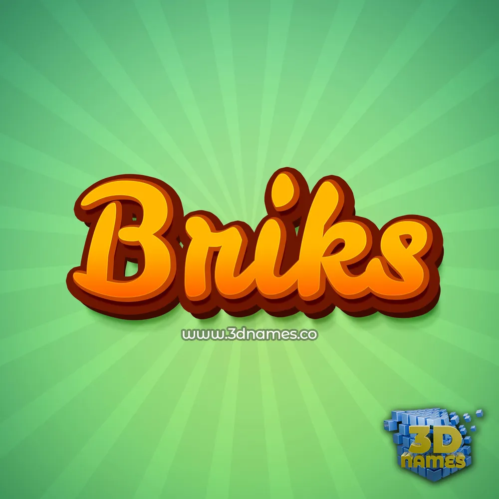 briks in Green Rays style - 3D name wallpaper