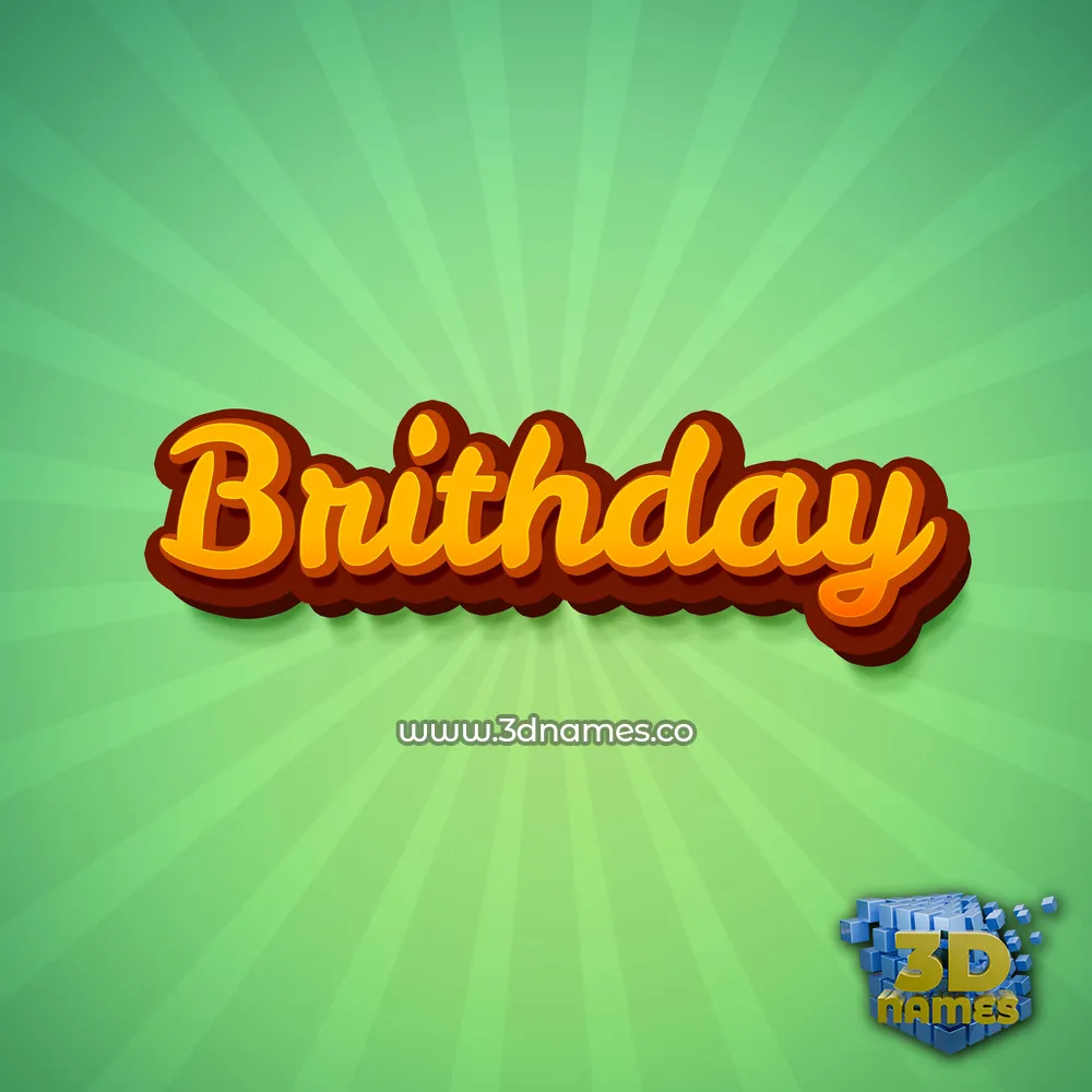 brithday in Green Rays style - 3D name wallpaper