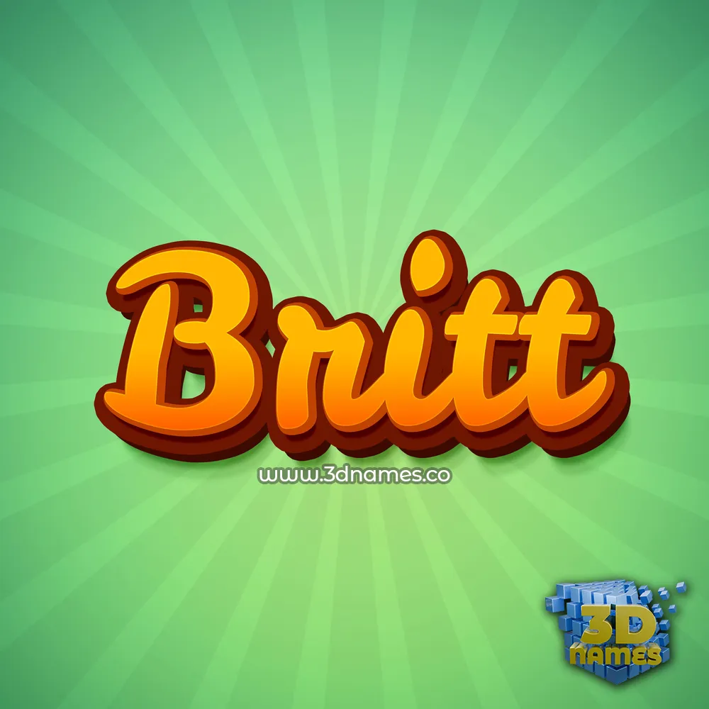 britt in Green Rays style - 3D name wallpaper