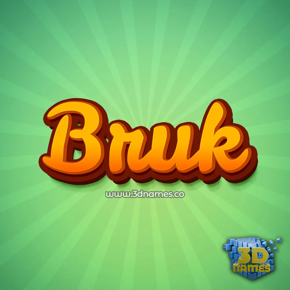 bruk in Green Rays style - 3D name wallpaper