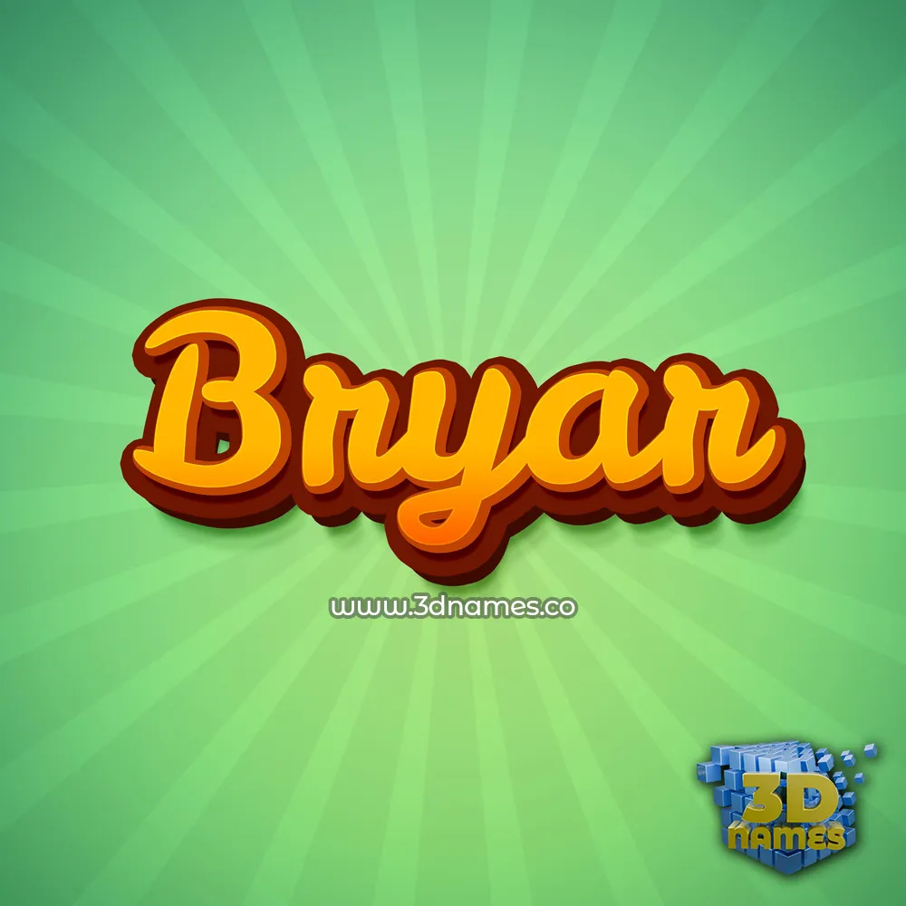 bryar in Green Rays style - 3D name wallpaper