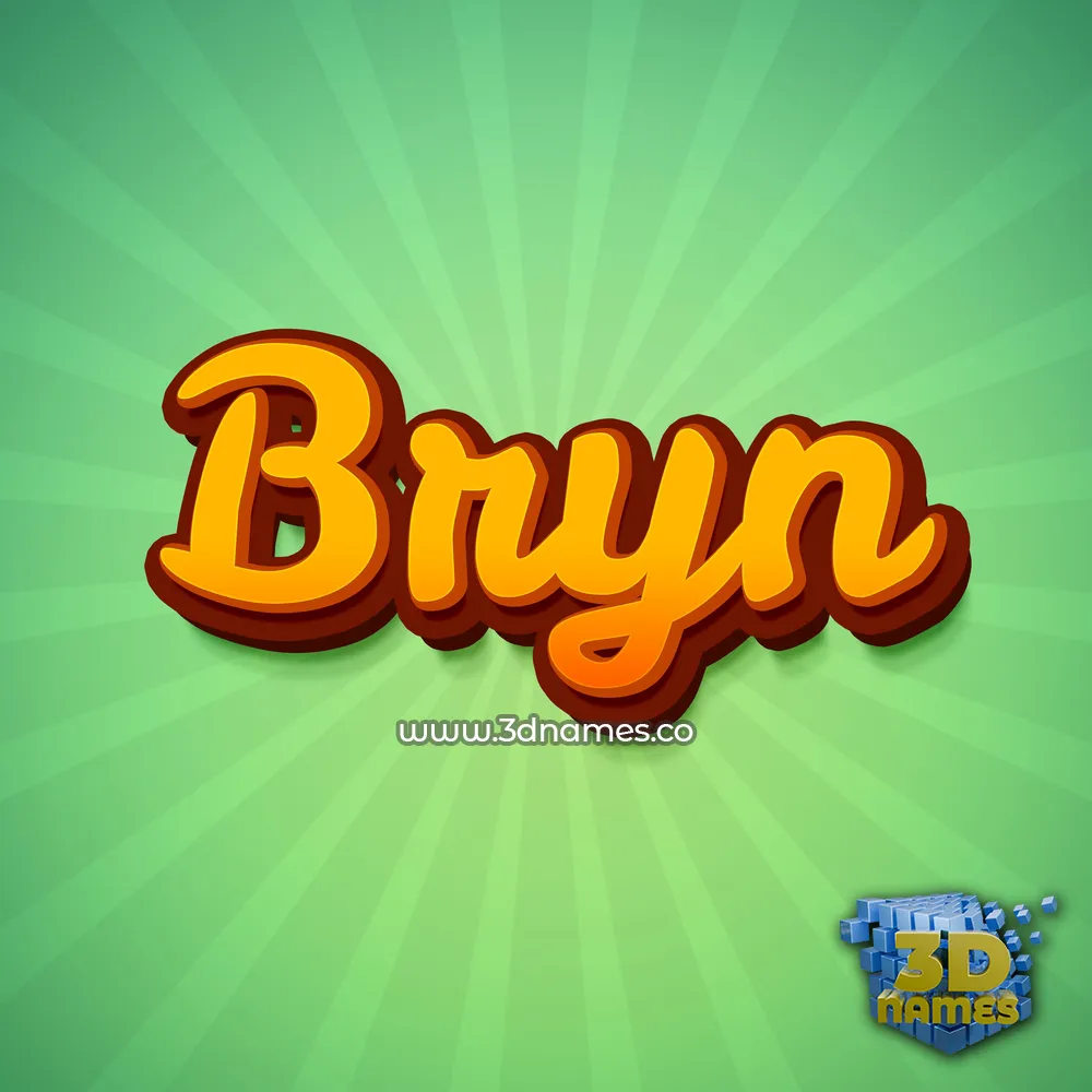 bryn in Green Rays style - 3D name wallpaper