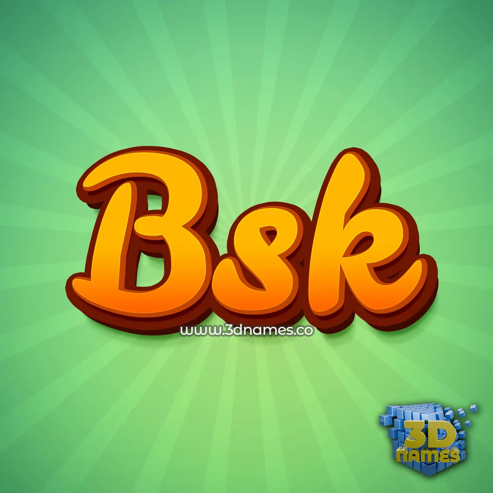 bsk in Green Rays style - 3D name wallpaper