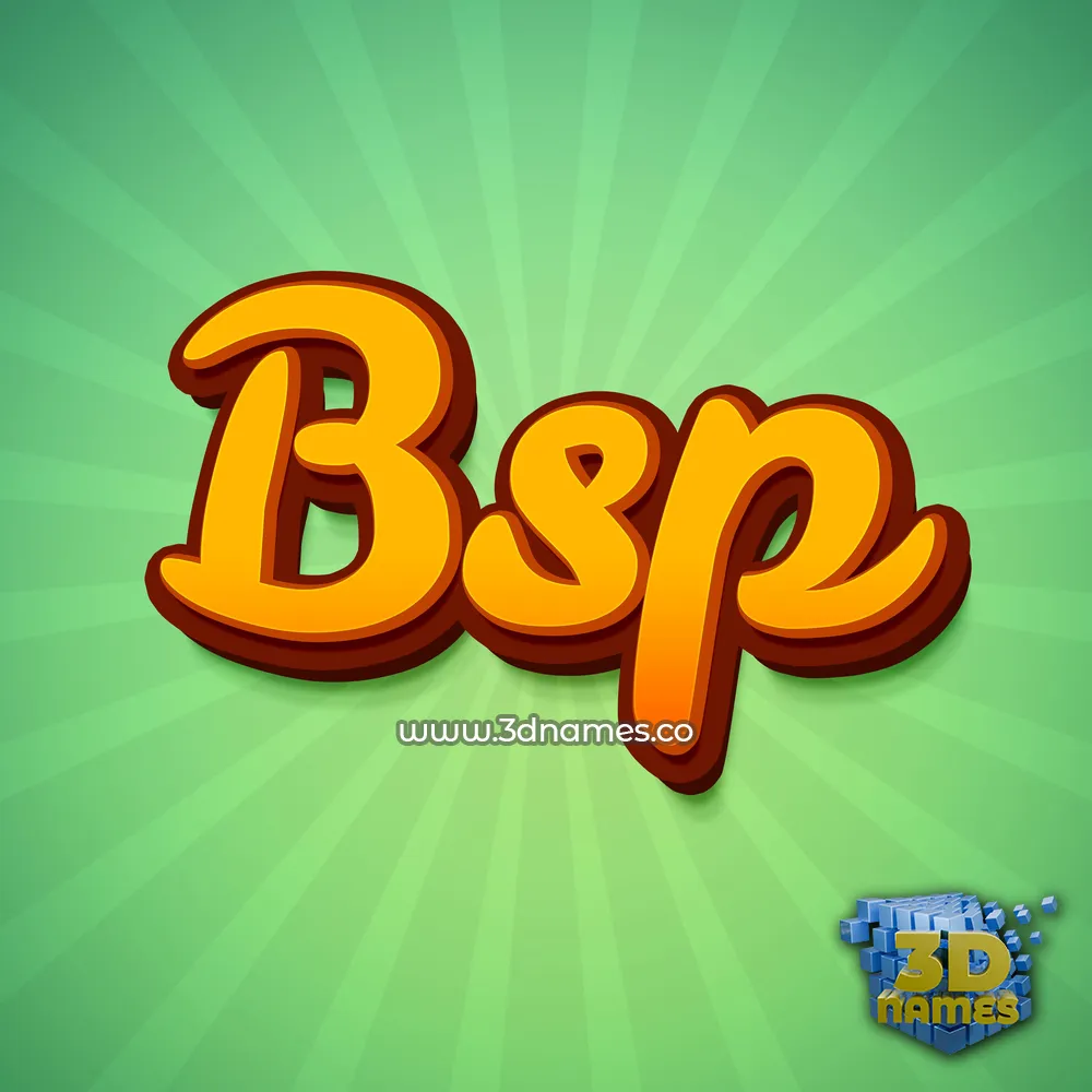 bsp in Green Rays style - 3D name wallpaper