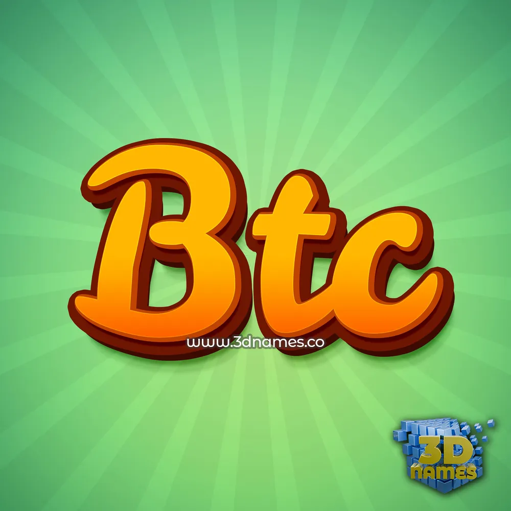 btc in Green Rays style - 3D name wallpaper