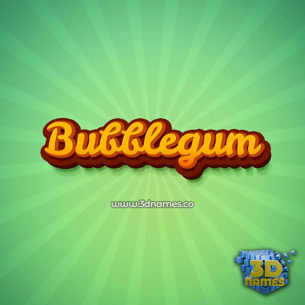 bubblegum in Green Rays style - 3D name wallpaper