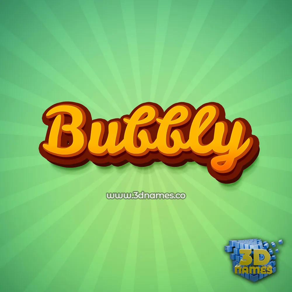 bubbly in Green Rays style - 3D name wallpaper