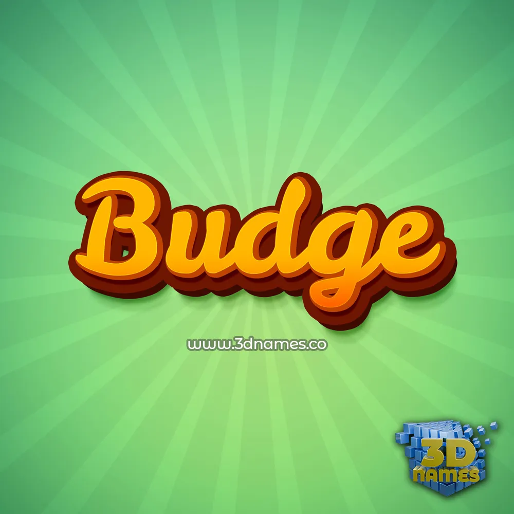 budge in Green Rays style - 3D name wallpaper