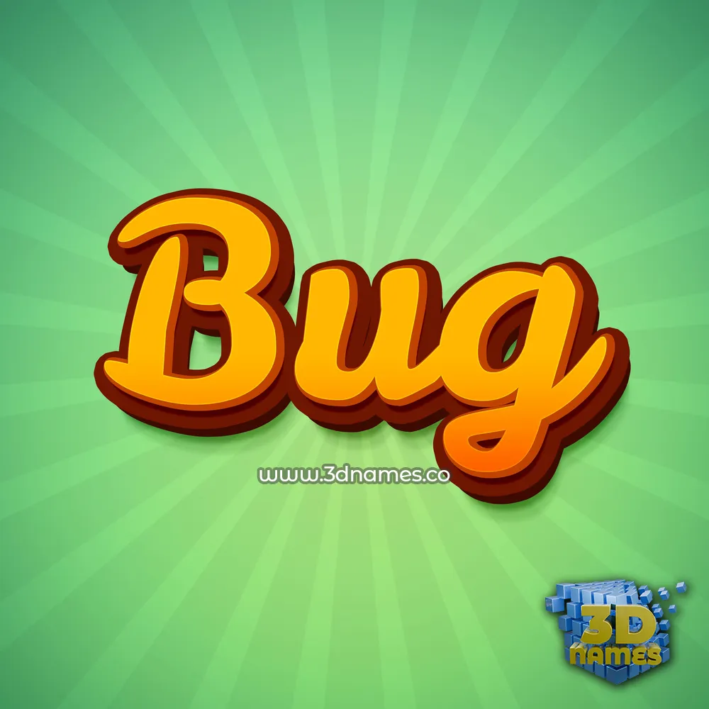 bug in Green Rays style - 3D name wallpaper