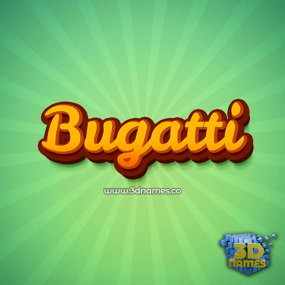 bugatti in Green Rays style - 3D name wallpaper