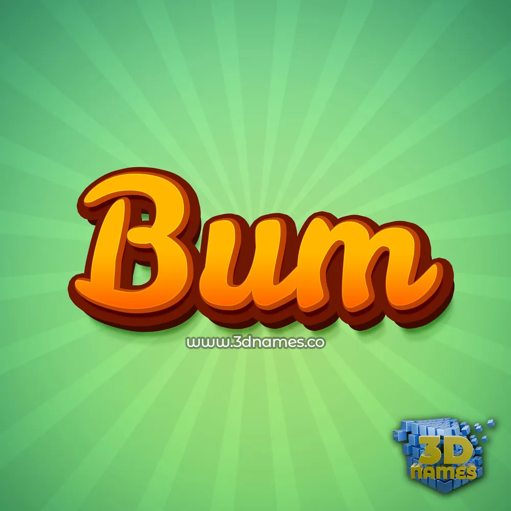 bum in Green Rays style - 3D name wallpaper