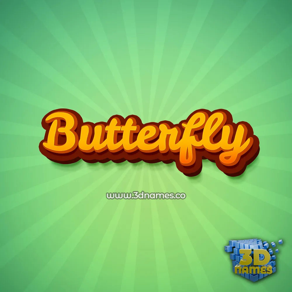 butterfly in Green Rays style - 3D name wallpaper