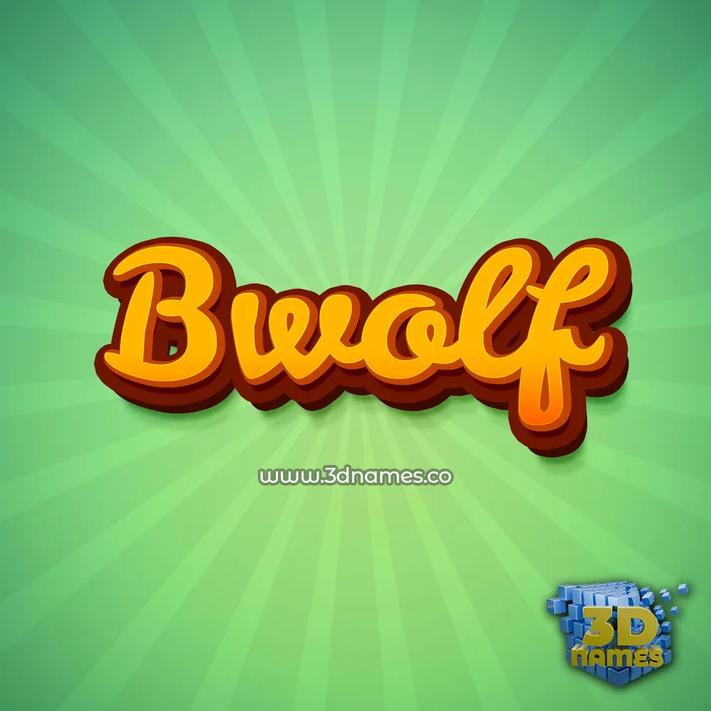 bwolf in Green Rays style - 3D name wallpaper