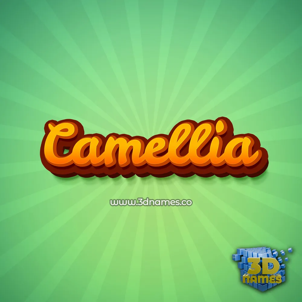 camellia in Green Rays style - 3D name wallpaper