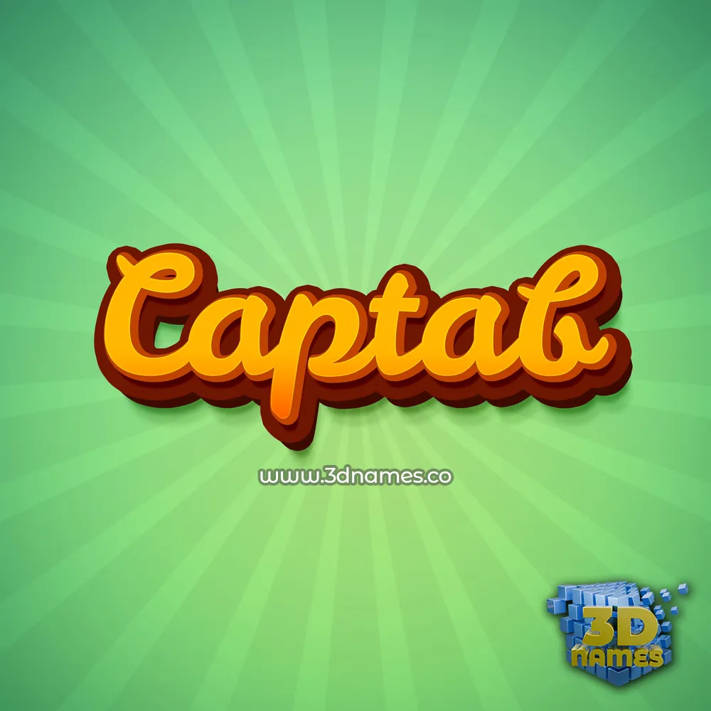 captab in Green Rays style - 3D name wallpaper