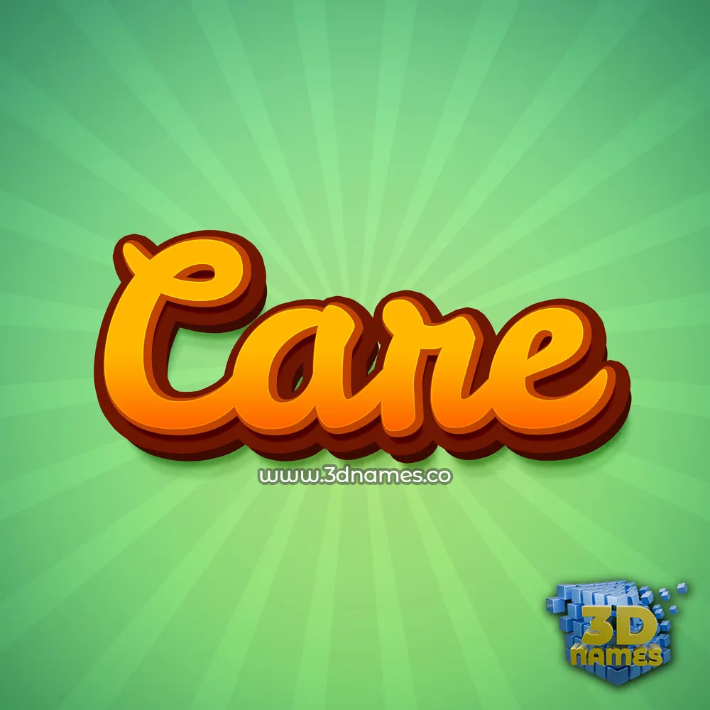 care in Green Rays style - 3D name wallpaper