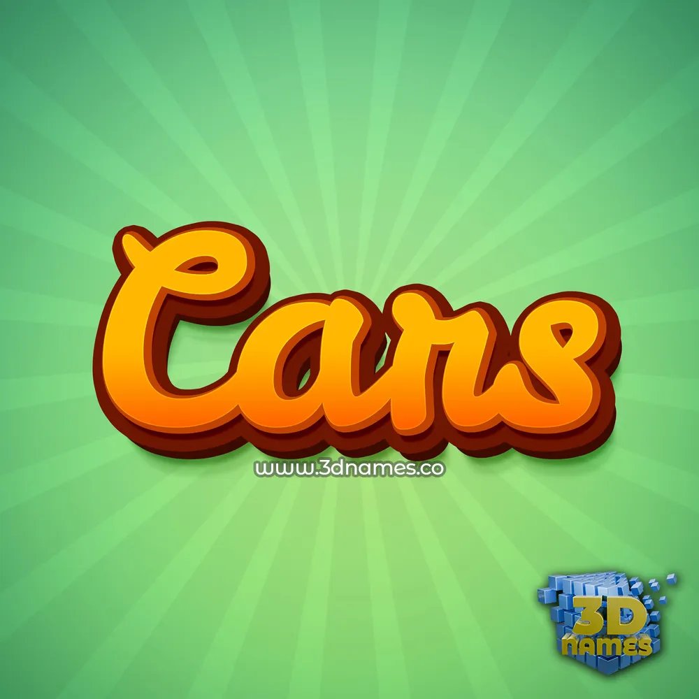 cars in Green Rays style - 3D name wallpaper