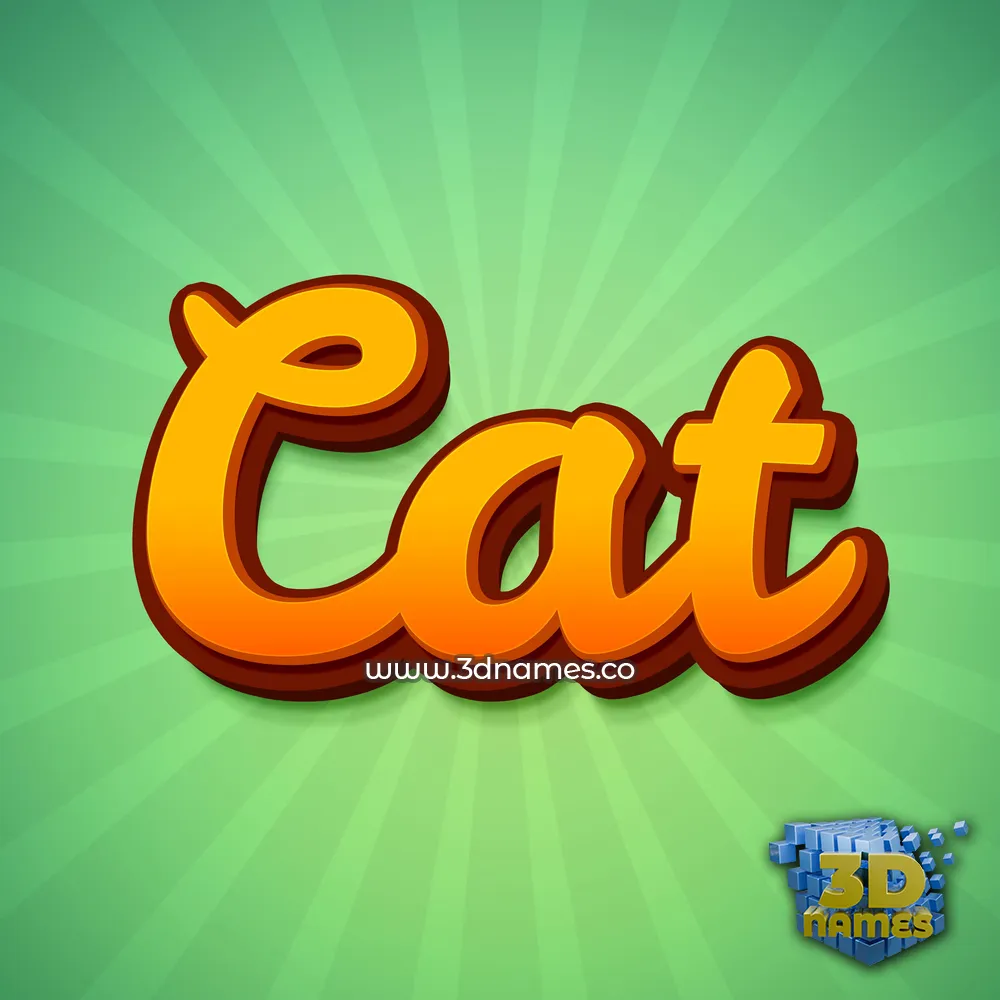 cat in Green Rays style - 3D name wallpaper