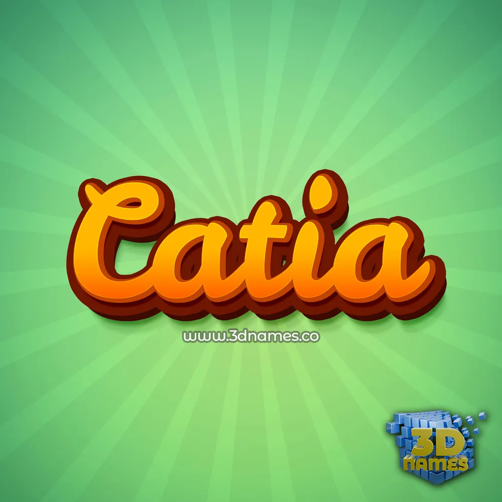 catia in Green Rays style - 3D name wallpaper