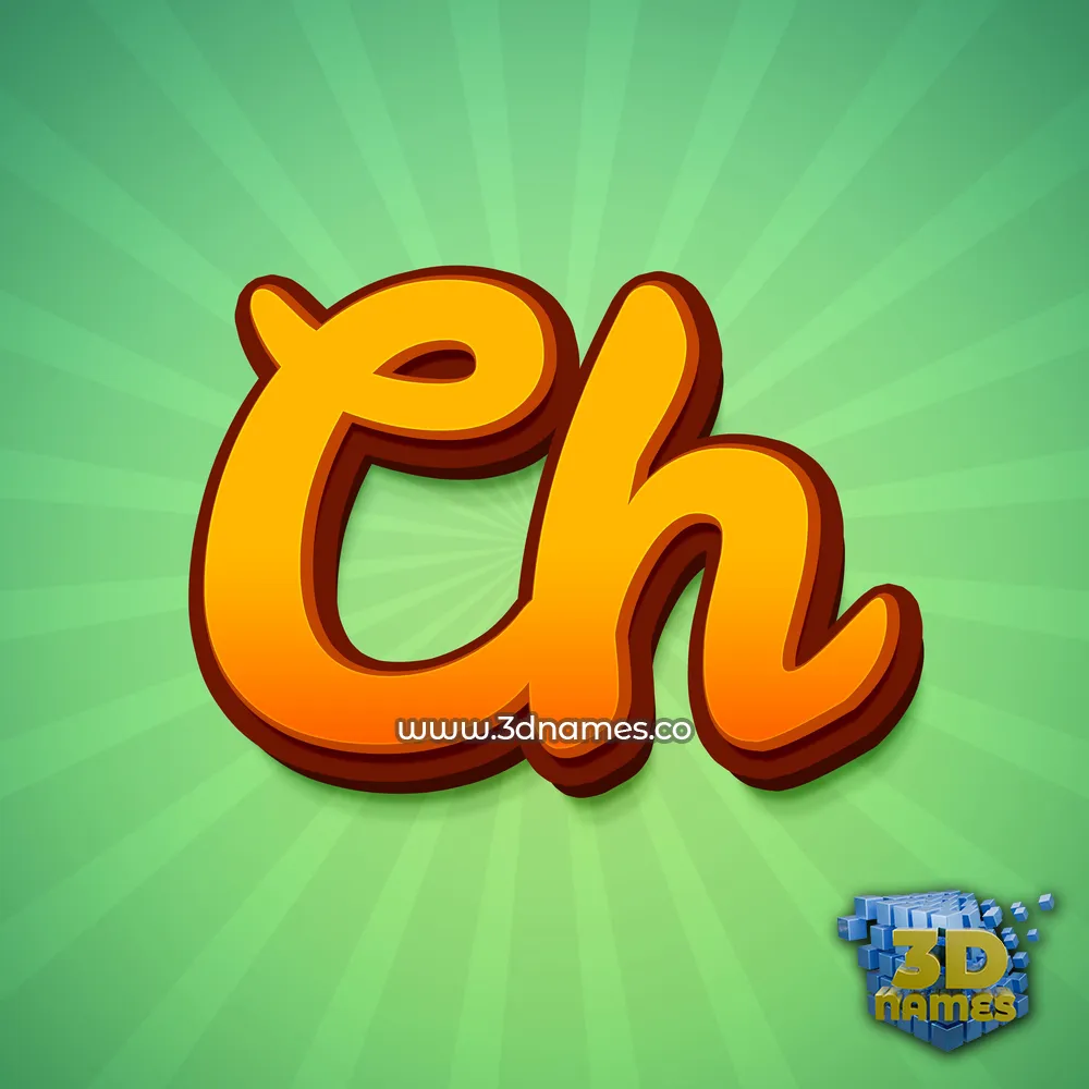 ch in Green Rays style - 3D name wallpaper