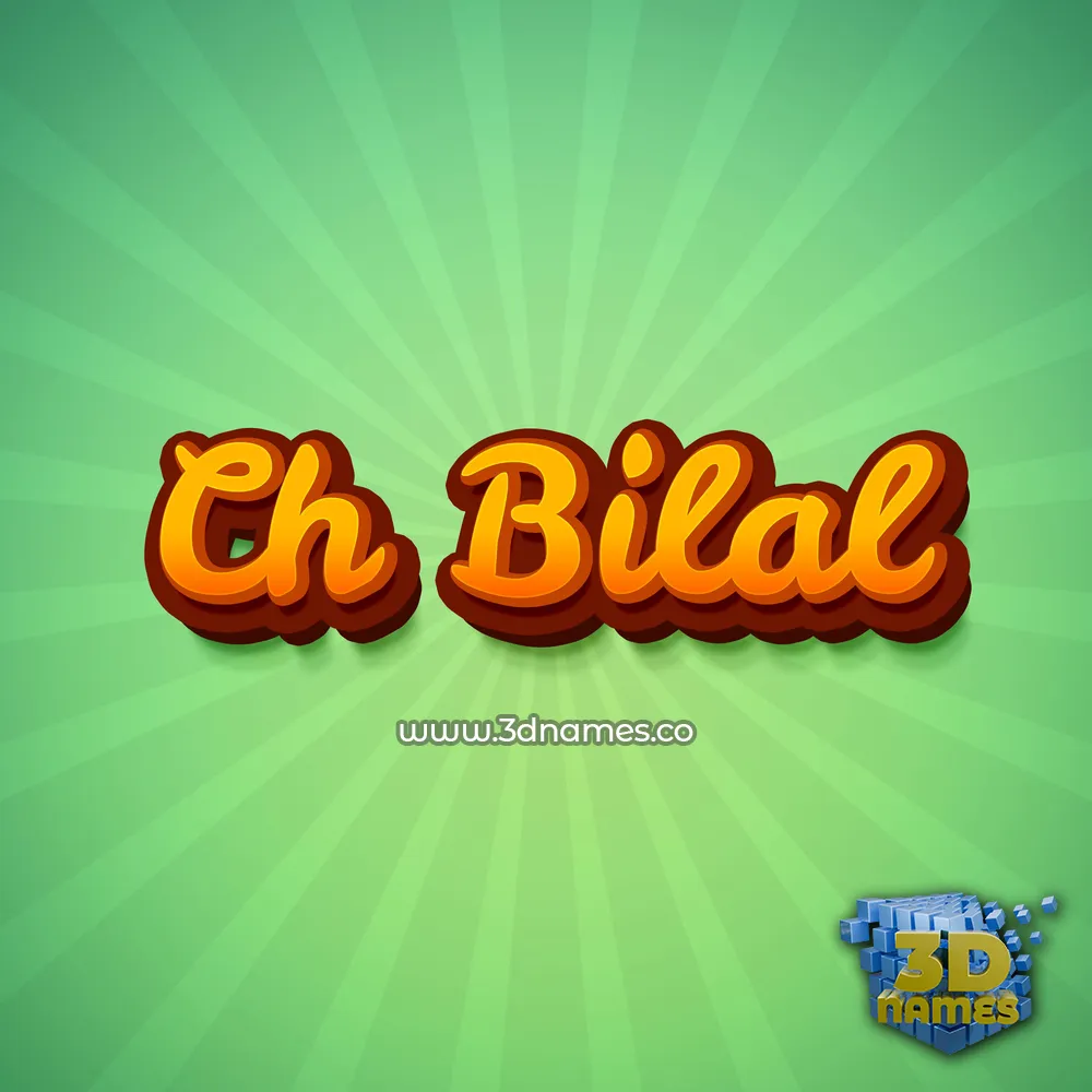 ch bilal in Green Rays style - 3D name wallpaper