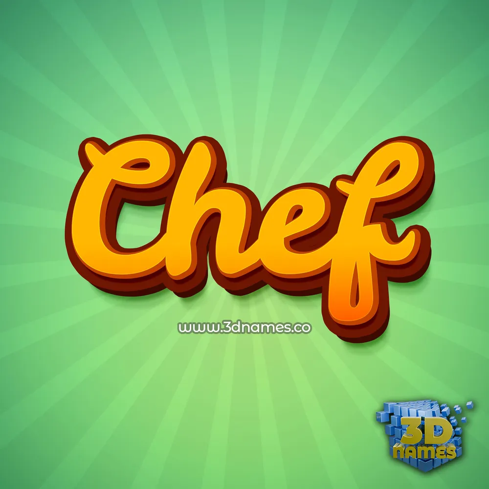 chef in Green Rays style - 3D name wallpaper