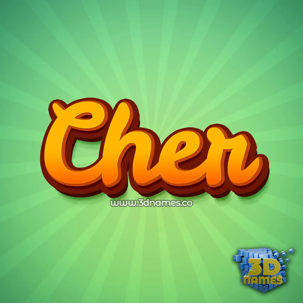 cher in Green Rays style - 3D name wallpaper