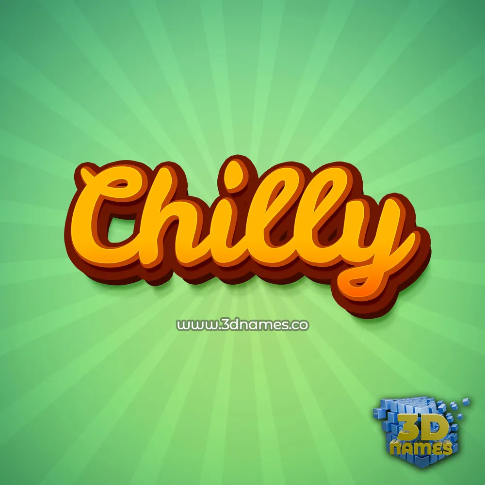 chilly in Green Rays style - 3D name wallpaper