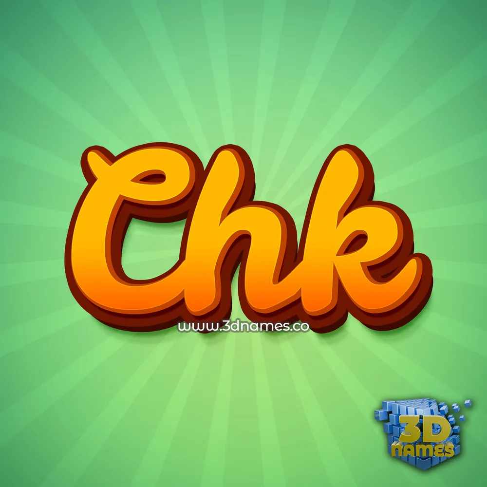 chk in Green Rays style - 3D name wallpaper