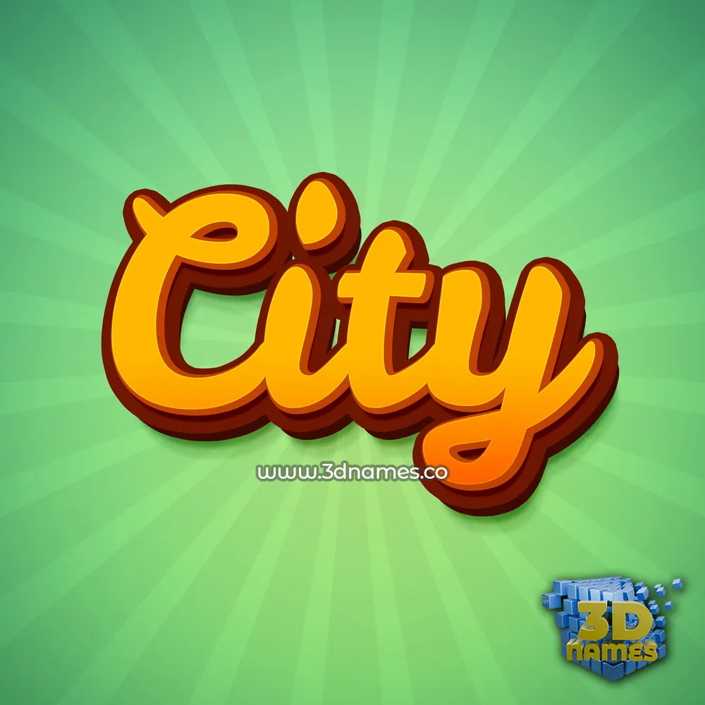 city in Green Rays style - 3D name wallpaper