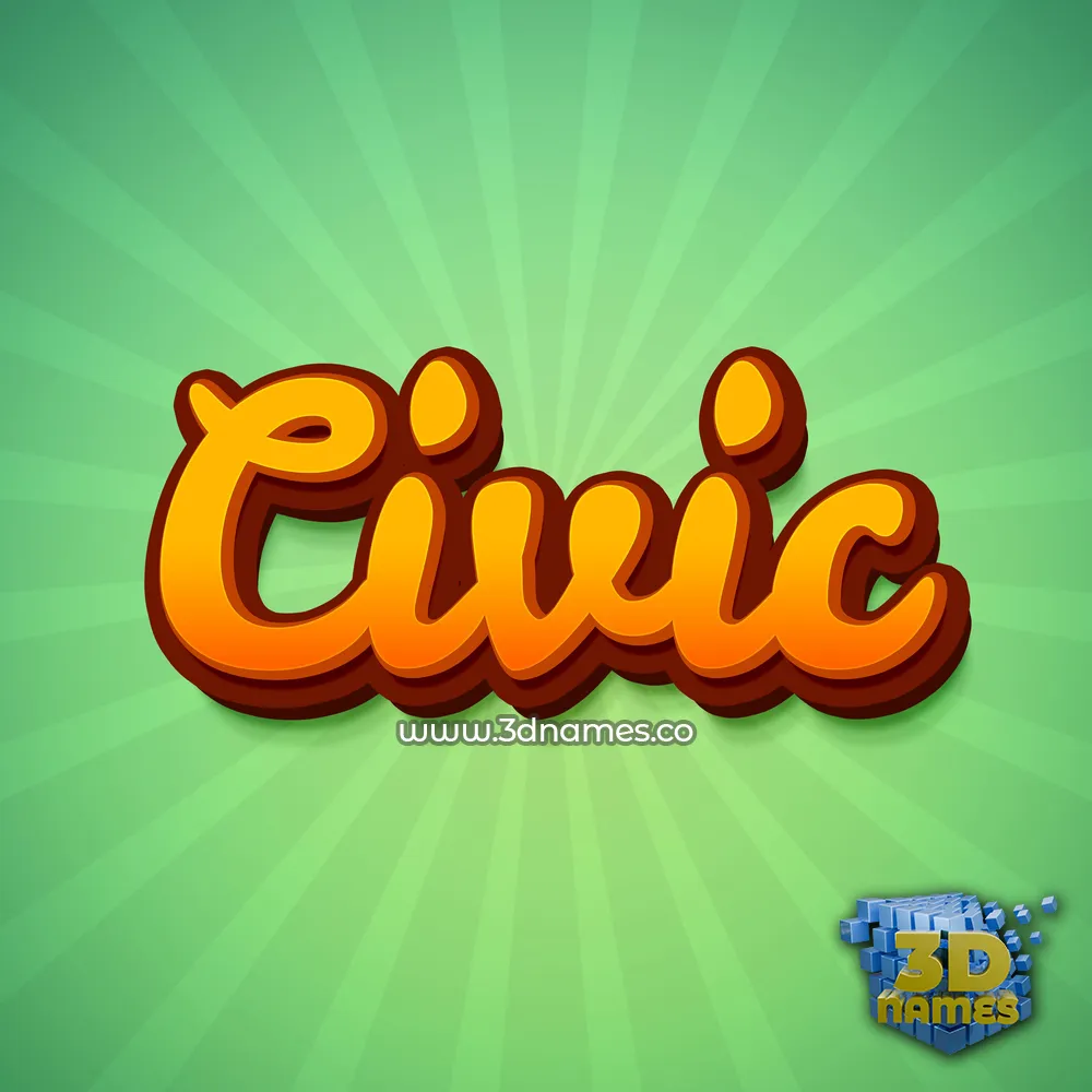 civic in Green Rays style - 3D name wallpaper