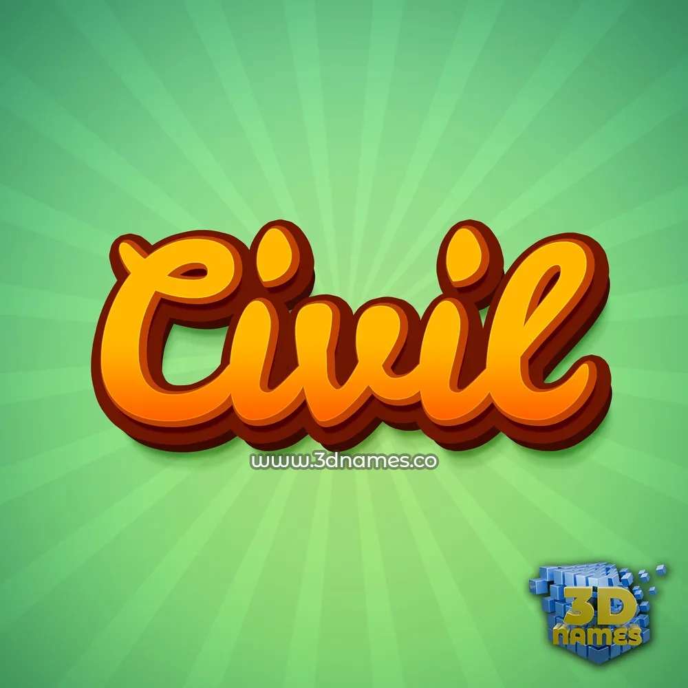 civil in Green Rays style - 3D name wallpaper