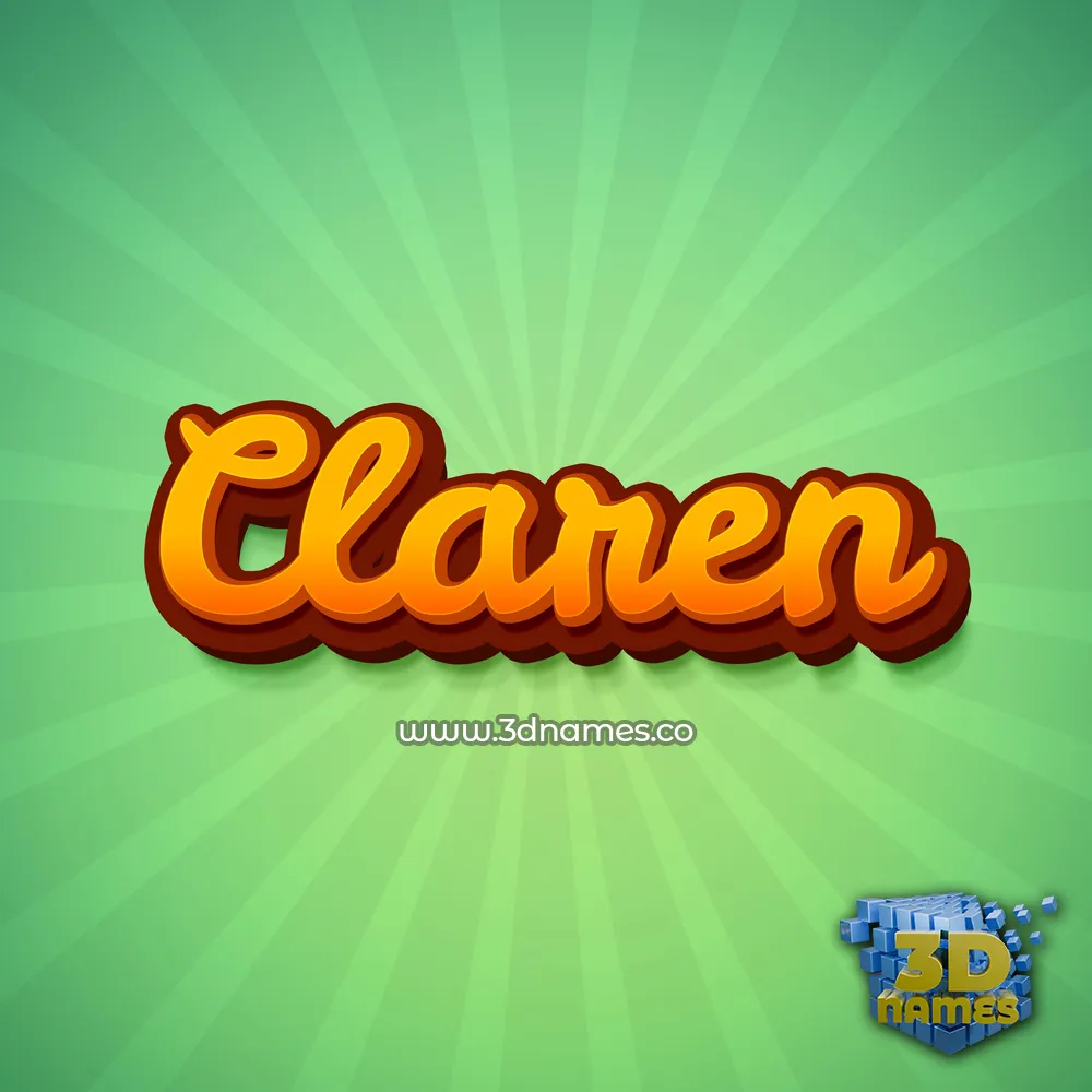 claren in Green Rays style - 3D name wallpaper