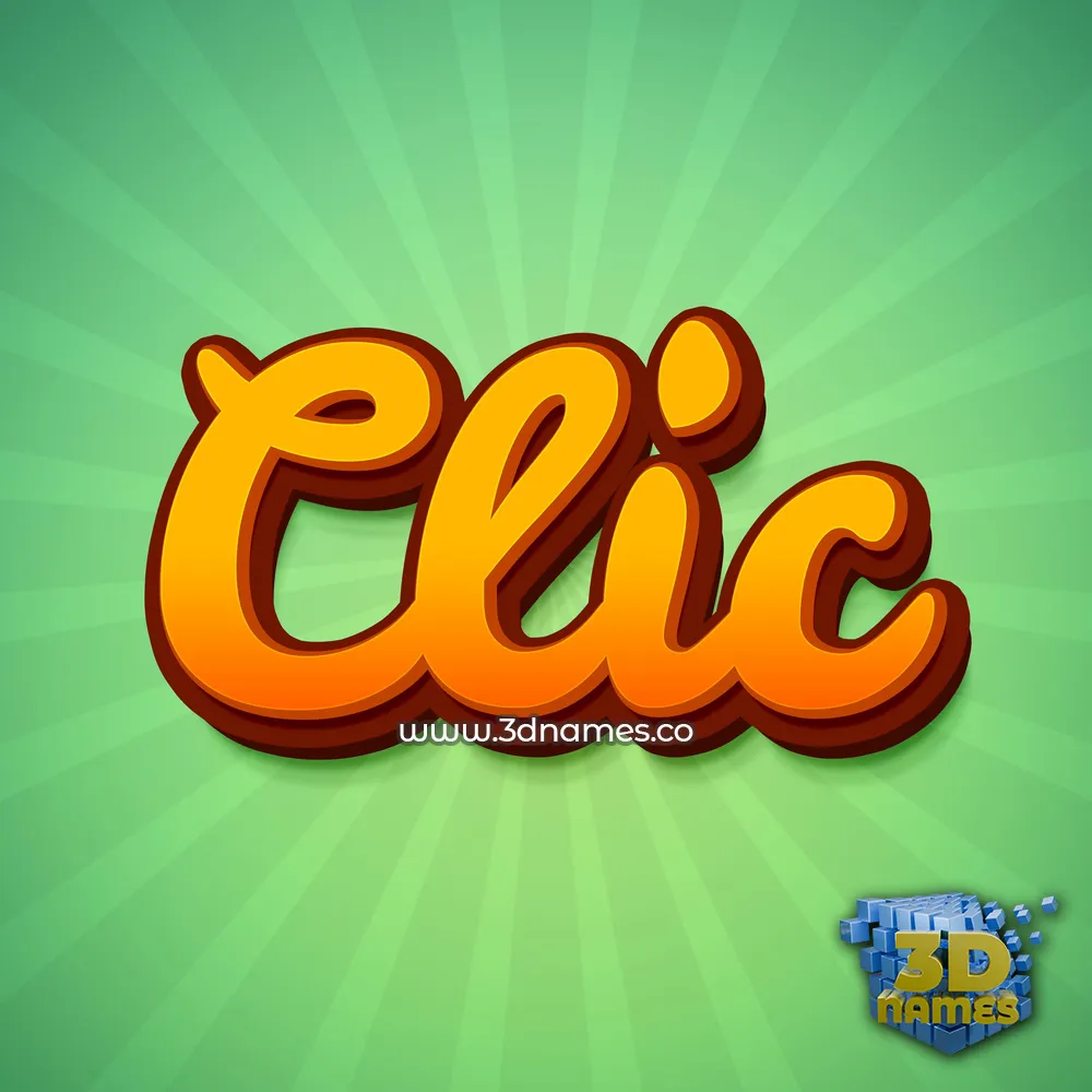 clic in Green Rays style - 3D name wallpaper