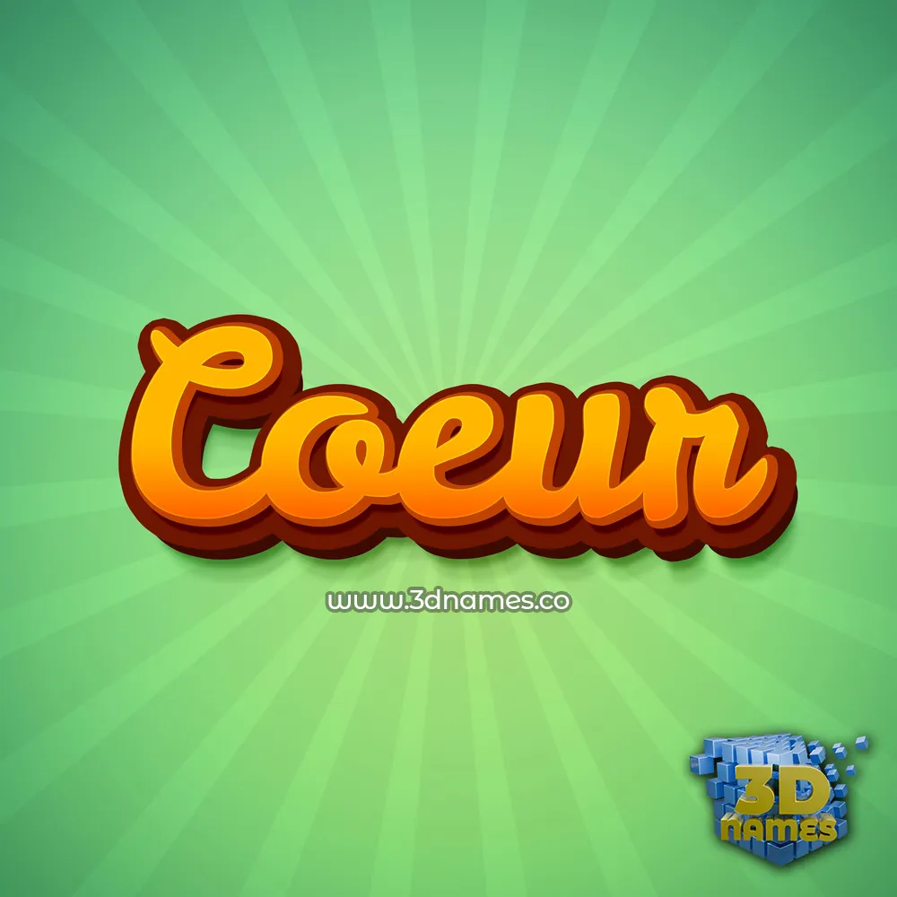 coeur in Green Rays style - 3D name wallpaper