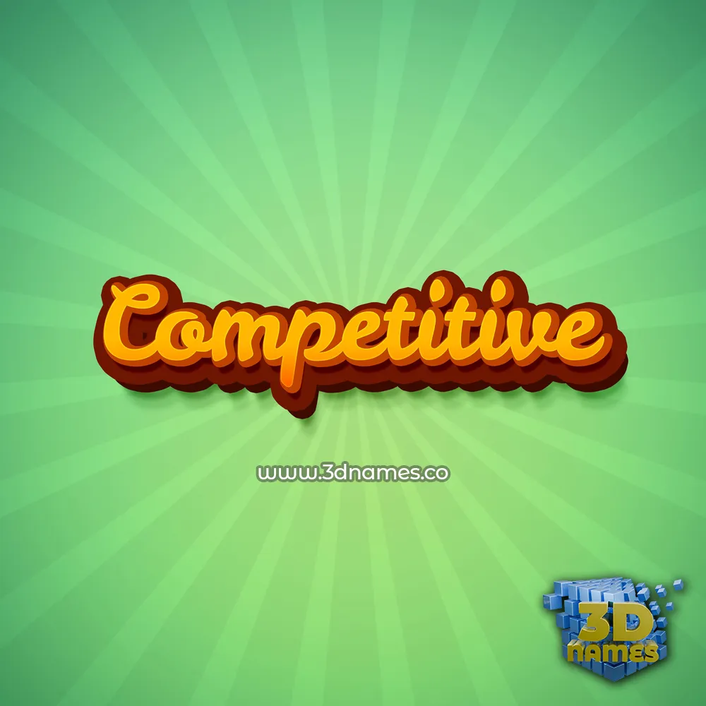 competitive in Green Rays style - 3D name wallpaper