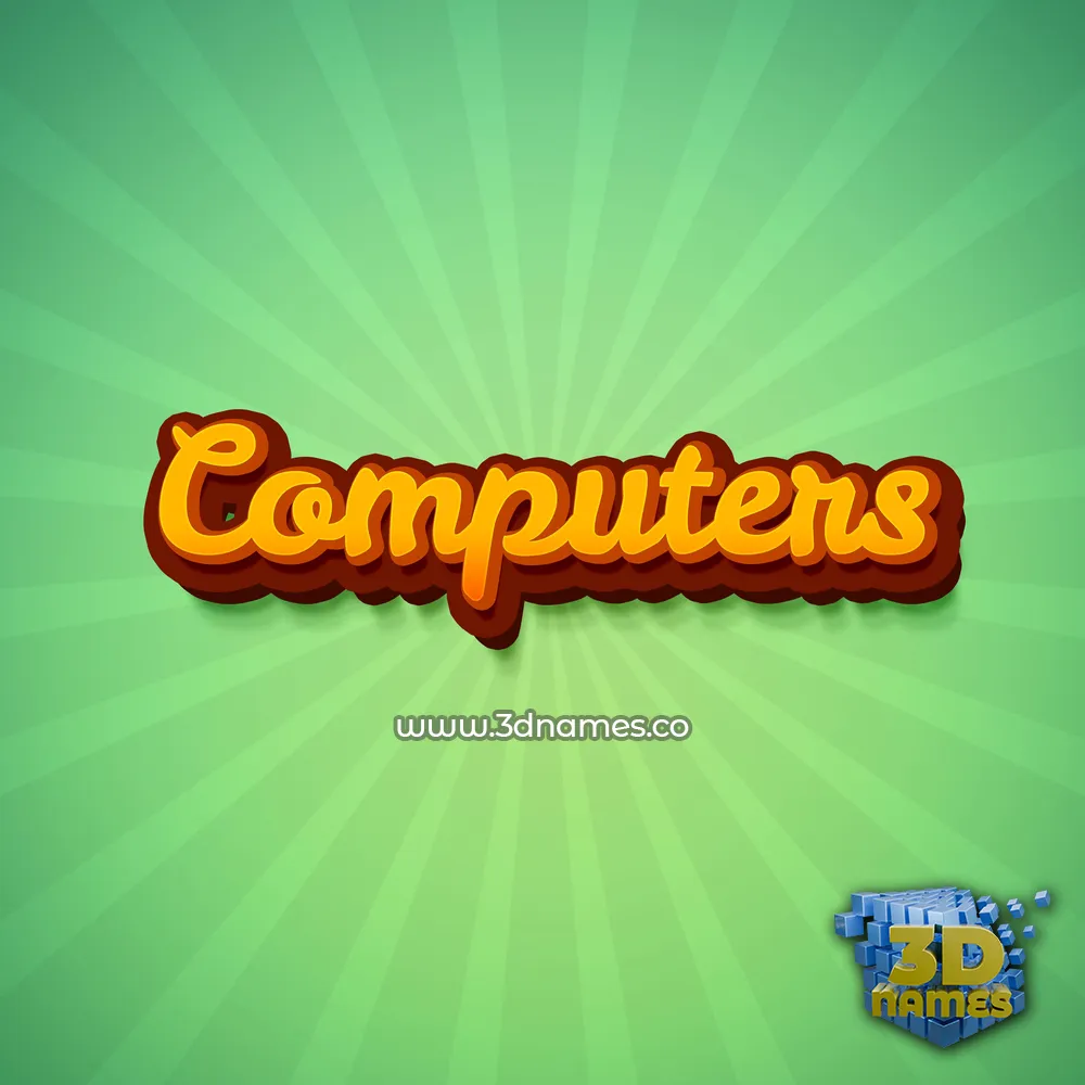 computers in Green Rays style - 3D name wallpaper
