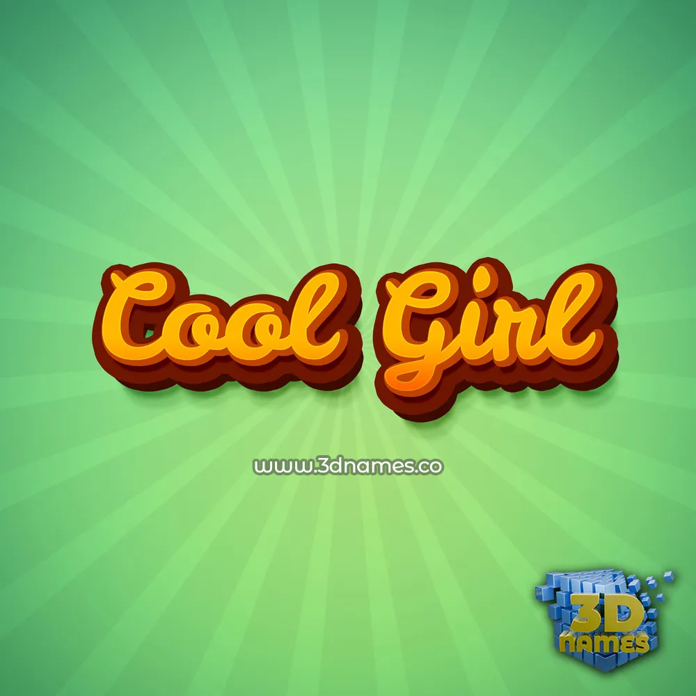cool girl in Green Rays style - 3D name wallpaper