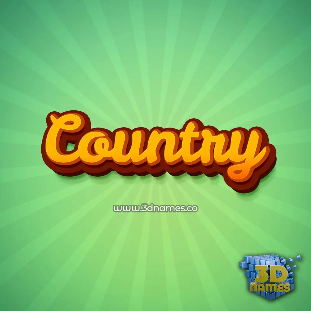 country in Green Rays style - 3D name wallpaper