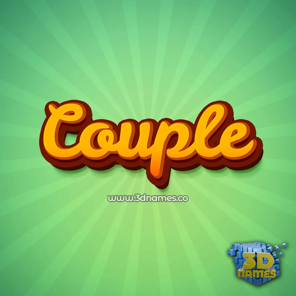 couple in Green Rays style - 3D name wallpaper