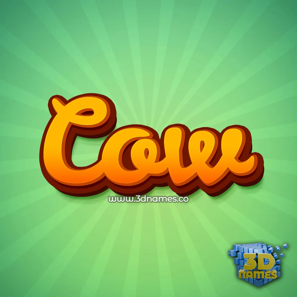 cow in Green Rays style - 3D name wallpaper