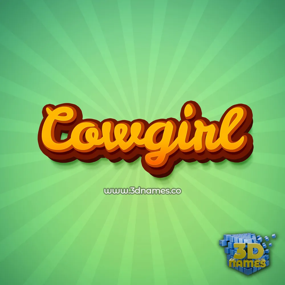cowgirl in Green Rays style - 3D name wallpaper