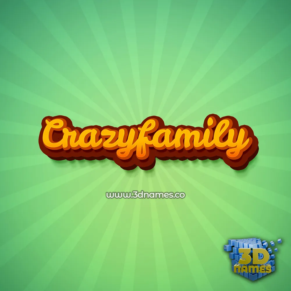 crazyfamily in Green Rays style - 3D name wallpaper